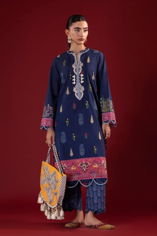 The brand's campaign model in the outfit